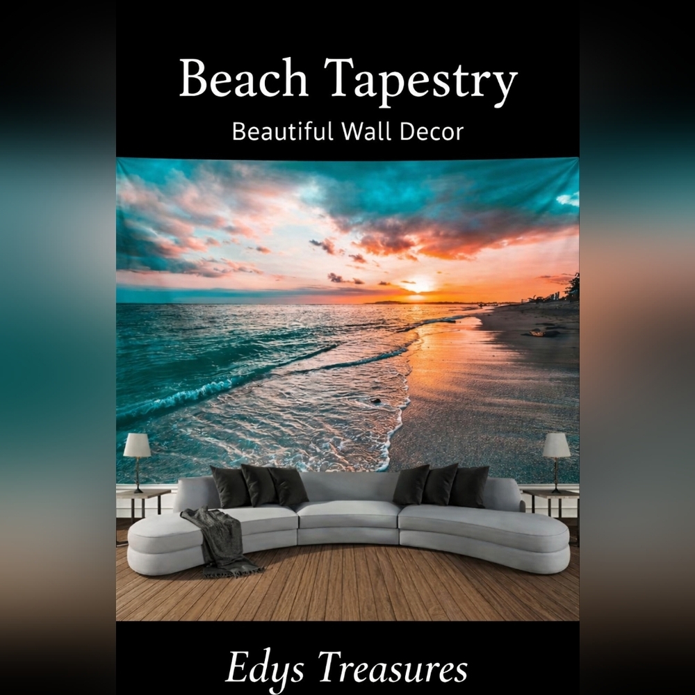 Beach Sunset Wall Tapestry NWOT